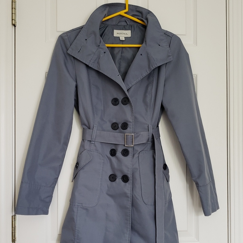 Merona blue-grey trench coat (S)